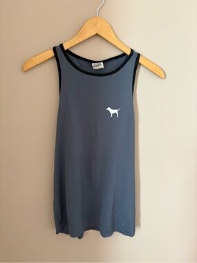 PINK Grey Tank with Dog Logo - Casual Sleeveless Workout Top Sz M